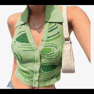 Y2K cropped halter vest